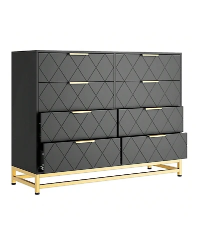 gaomon 8 Drawer Dresser For Bedroom With Deep Drawers, Wide Chest Of Drawers Metal Handles, Large Floor Wood Storage Modern