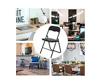 gaomon Folding Chairs 4 Pack with Cushion, Outdoor and Indoor Event Portable Folding Chairs with Non-Slip Feet Pads, Stackable Chairs for Meeting, Par