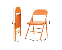 Dining Chairs Set of 4, Foldable Dining Chairs with Metal Frame Hold Up to 350 Pounds, Portable Orange Kitchen Chair Suitable for Dining Room, Living