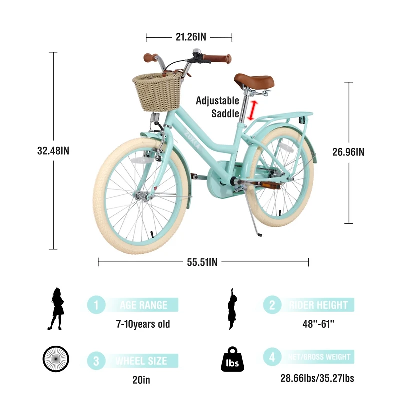 Streamdale Girls' Colorful 20" Bike with Basket