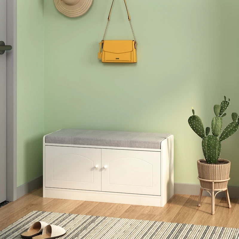 Streamdale Shoe Storage Bench with 2 Doors & Cushion