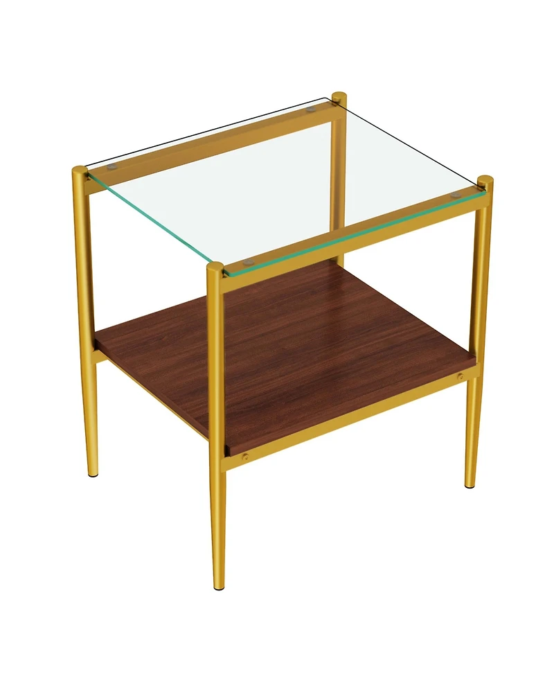 Coffee Table and End tables Set of 3, Tempered Glass Table with Mdf layer, Modern Tables for Living Room, Transparent Glass