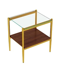 Coffee Table and End tables Set of 3, Tempered Glass Table with Mdf layer, Modern Tables for Living Room, Transparent Glass