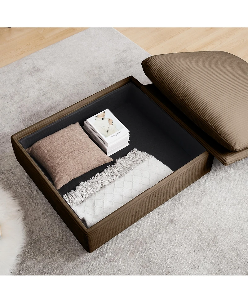 Streamdale Furniture Brown Corduroy Sofa Couch, Modular Couch with Storage Ottoman, Couch Deep Seat Couches for Modern Living Room/Apartment/Office
