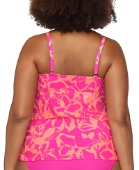 Raisins Curve Trendy Plus Aries Printed Ruched-Front Tankini