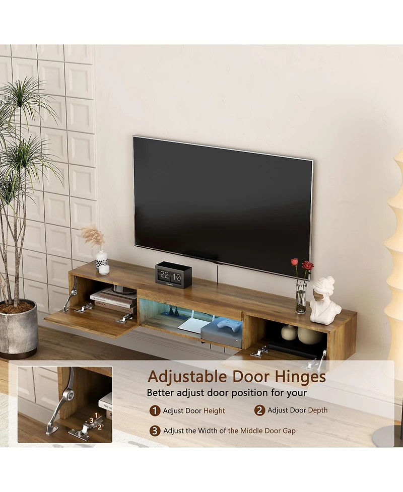 Streamdale Floating Tv Stand with Led Lights & Outlet