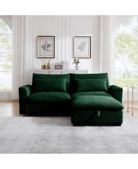 Streamdale Furniture Sectional Sofa Comfy Corduroy Couch for Living Room with Pillows and Round Armrests, Modern Corduroy Sofa Sleeper Deep Couches wi