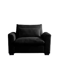 Streamdale Furniture Black Corduroy Deep Seat Single Sofa Accent Chair,Deep Seat Couch with Waist Pillow for Living Room/Apartment/Office