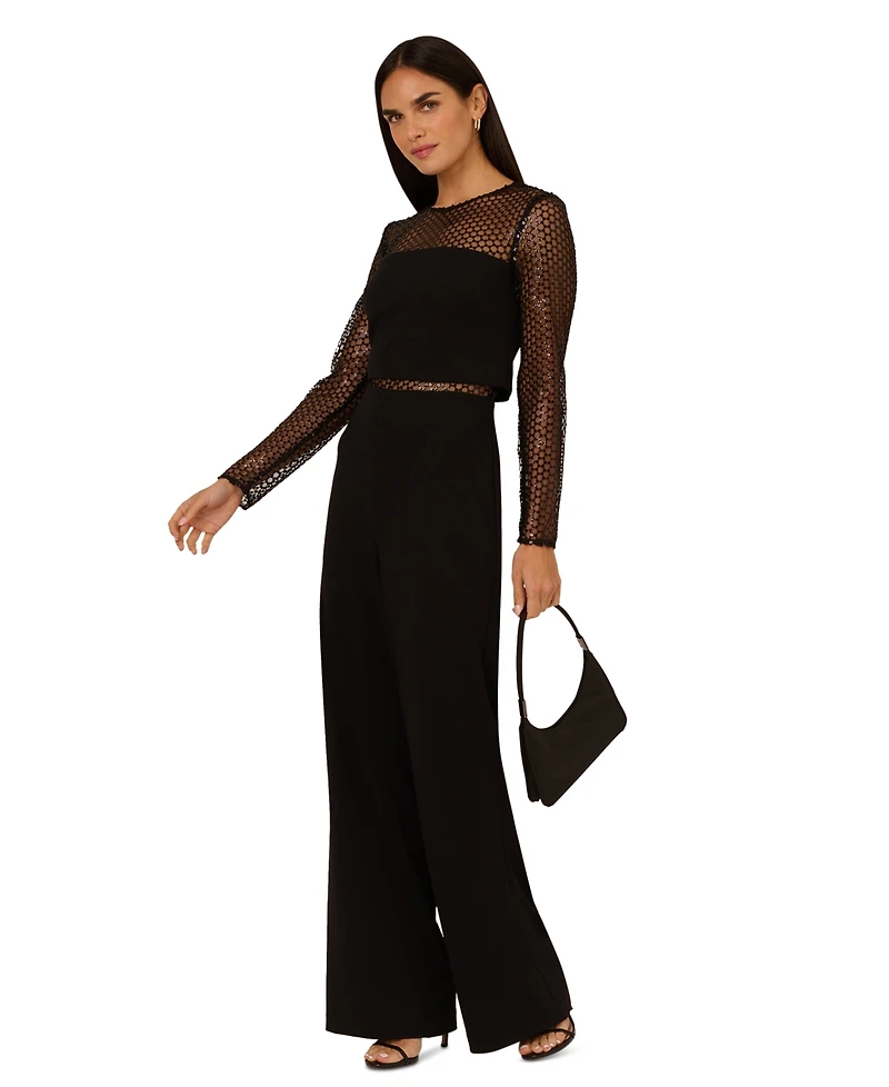 Adrianna Women's Sequin-Mesh Wide-Leg Jumpsuit