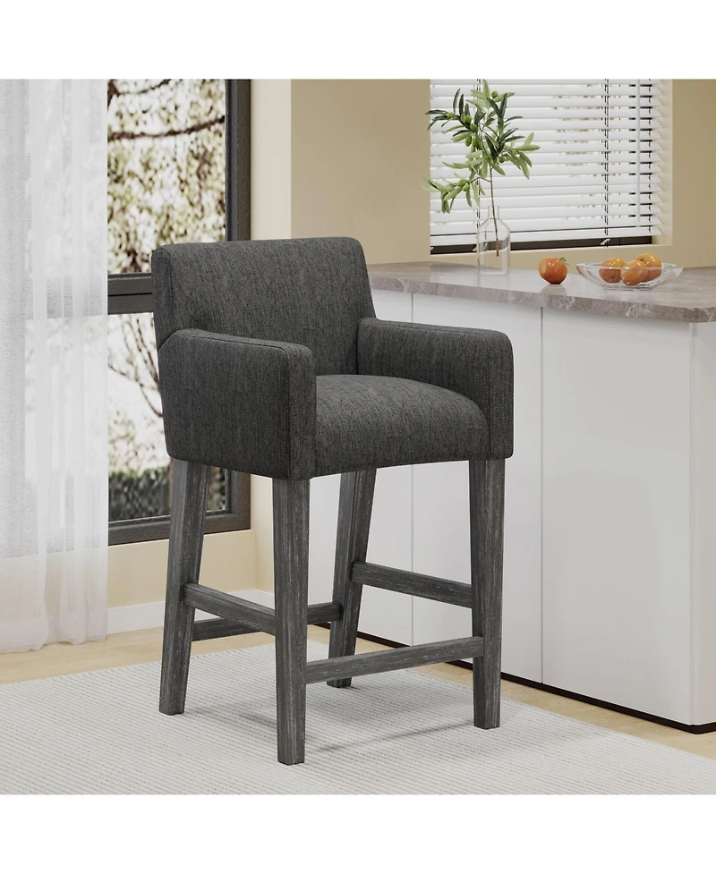 26'' Upholstered Counter Height Stool with Wood Legs, 1-Pack for Kitchen or Home Bar -The Pop