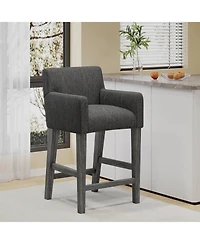 26'' Upholstered Counter Height Stool with Wood Legs, 1-Pack for Kitchen or Home Bar -The Pop