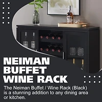 Kings Brand Furniture Neiman Buffet Sideboard Wood Wine Rack Cabinet Table with 2 Shelf to Hold 8 Bottles