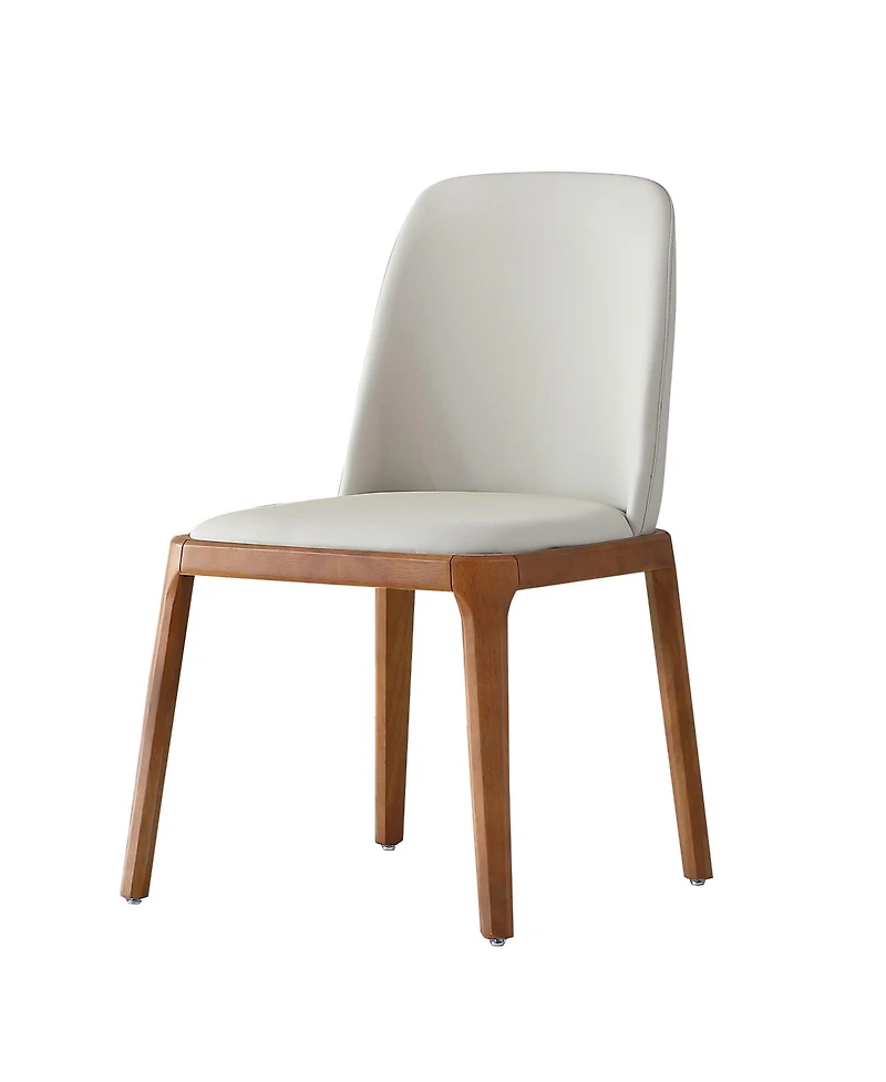 Streamdale Modern Pu Leather Dining Chairs with Wooden Legs (Set of 2)