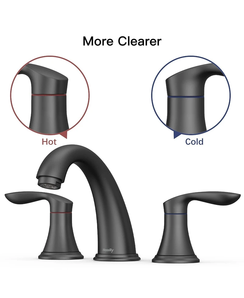gaomon Bathroom Sink Faucet, Faucet for Bathroom Sink, Widespread Matte Black Bathroom Faucet 3 Hole