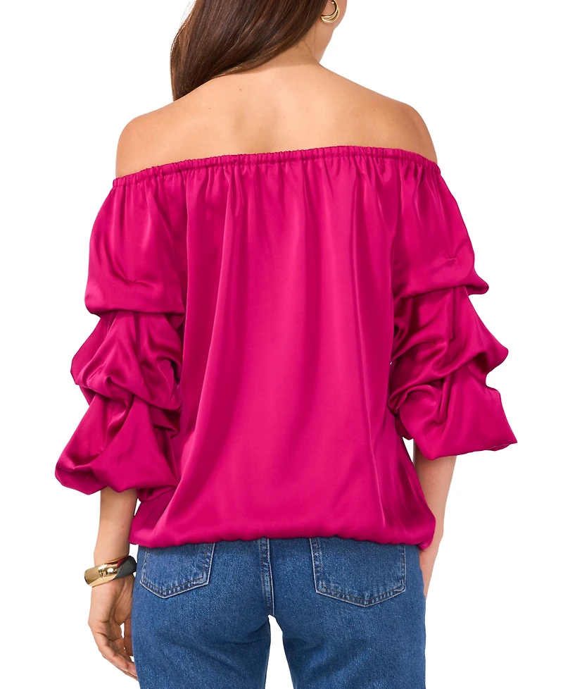 Vince Camuto Women's Off The Shoulder Bubble Sleeve Tie Front Blouse
