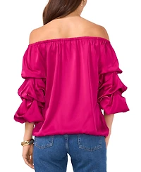 Vince Camuto Women's Off The Shoulder Bubble Sleeve Tie Front Blouse