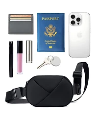 Lux & Nyx Origami Belt Bag Sling - Black Ultra Satin Nylon Convertible Belt, Sling, Crossbody Daily Travel