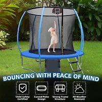 Streamdale 10FT Pumpkin Trampoline with Slide, Basket & Ladder