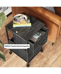 2 Drawer Mobile File Cabinet, Rolling Printer Stand, Fabric Vertical Filing Cabinet fits A4 or Letter Size for Home Office
