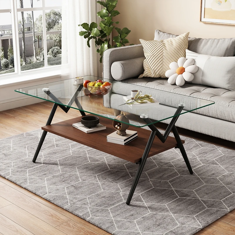 Streamdale Modern 3-Piece Glass Coffee Table Set