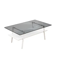 Coffee Table and End tables Set of 3, Tempered Glass Table with Mdf layer, Modern Tables for Living Room