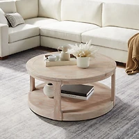 Streamdale Curved 40" Wooden Coffee Table with Wheels
