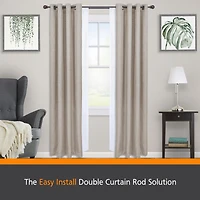 Kenney Fast Fit Easy Install Birkin 5/8 Inch Double Curtain Rod for Window Decoration