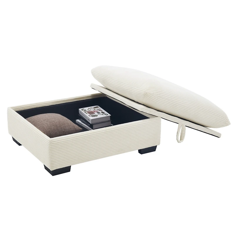 Streamdale Furniture Corduroy Fabric Ottomans Footrest to Combine with 2 Seater Sofa, 3 Seater Sofa and 4 Seater Sofa, Beige Corduroy
