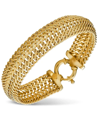 Woven Link Wide Chain Bracelet in 10k Gold