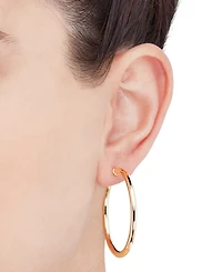 Polished Thin Tube Hoop Earrings (3mm) 14k Gold (40mm)