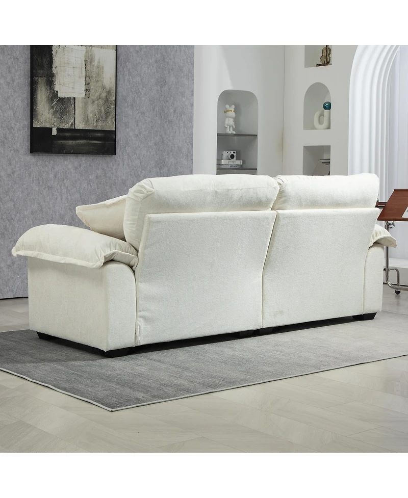 Streamdale Beige Chenille Recliner Loveseat
