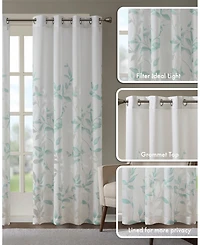 Cecily Burnout Printed sheer Window Curtain, 95 inches long Single Curtain Panel, Width 50 curtains for Bedroom and Living Room, Easy To H