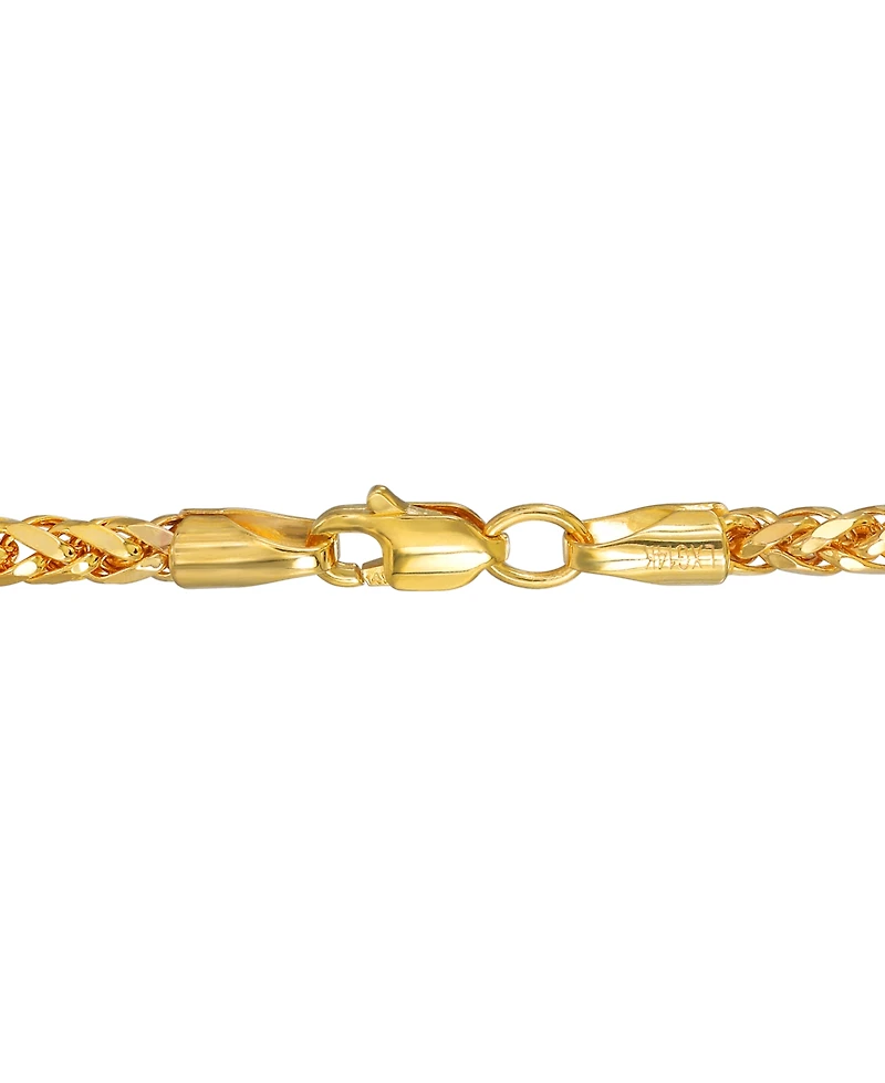 Polished Square Wheat 22" Chain Necklace (3mm) in 14k Gold