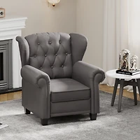 Modern Tufted Push Back Armchair Technical Leather Chair, Adjustable Single Sofa Chair with Sturdy Wood Legs for Bedroom, Living Room, Small Space(Col