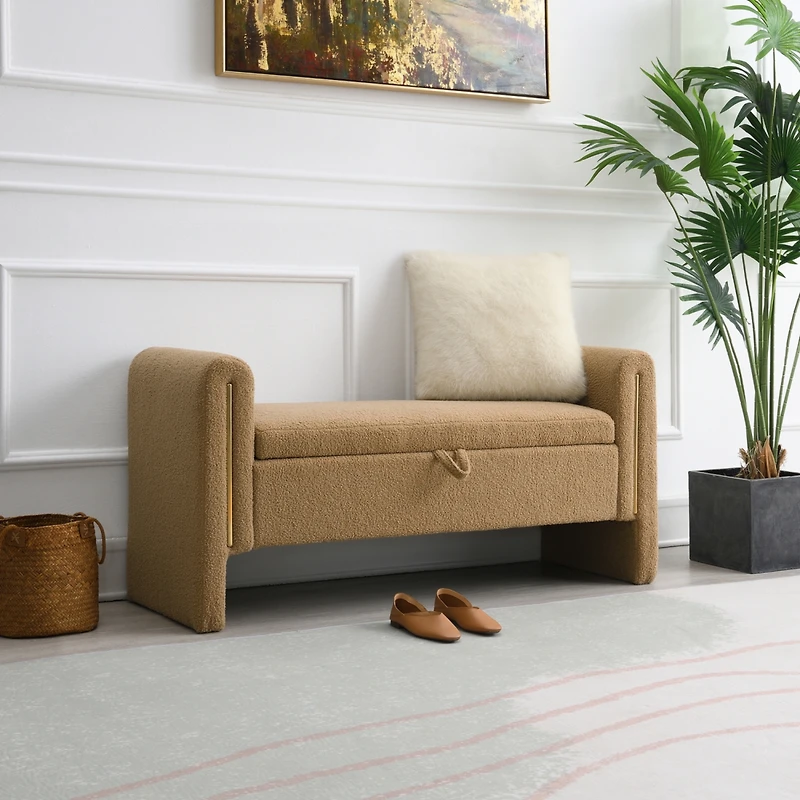 Streamdale Modern Teddy End Bench with Arms & Storage