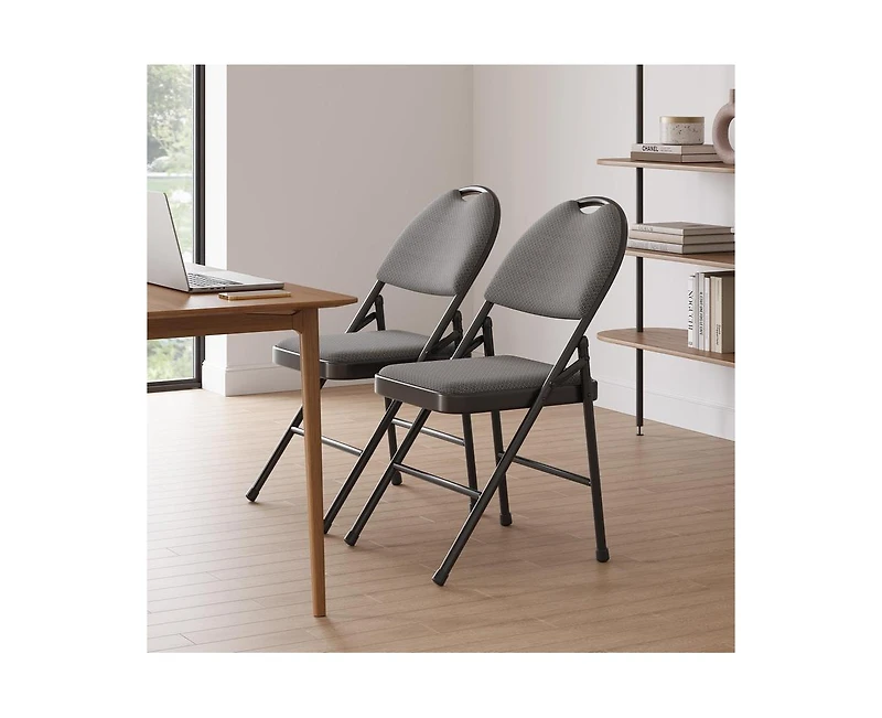 gaomon 4 Pack Folding Chairs,Outdoor & Indoor Event Portable Metal Folding Chairs with Cushion,Fabric Dining Chair Set with Padded Cushion and Back
