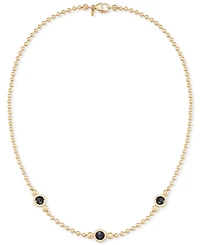 Amethyst Three Stone Bezel 18" Collar Necklace (3 ct. t.w.) 14k Gold-Plated Sterling Silver (Also available Onyx)