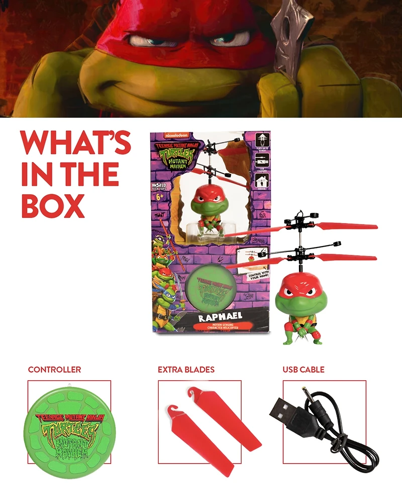 World Tech Toys Tmnt Raphael Flying Ufo Helicopter