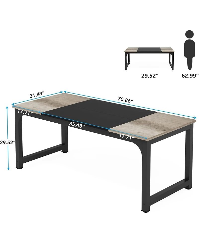Tribesigns 70.8”Executive Desk, Large Office Computer Desk with Thicken Frame, Modern Simple Workstation Business Furniture for Home Office
