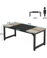 Tribesigns 70.8”Executive Desk, Large Office Computer Desk with Thicken Frame, Modern Simple Workstation Business Furniture for Home Office