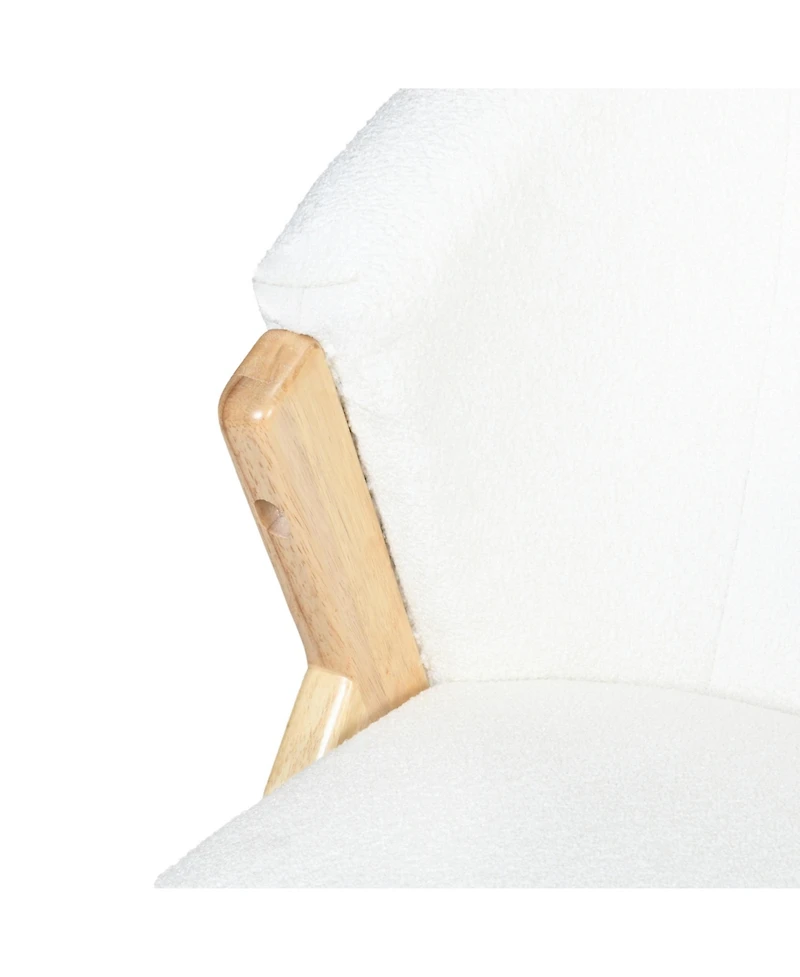 Modern Accent Chair with White Upholstery and Solid Wood Frame, Minimalist Lounge Chair for Living Room, Bedroom, or Office