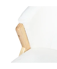 Modern Accent Chair with White Upholstery and Solid Wood Frame, Minimalist Lounge Chair for Living Room, Bedroom, or Office