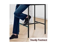 Bar Stools Set of 2, Kitchen with Footrest, 25.5 Inches Upholstered Chairs Back, 2 Counter Height Barstools for Bar