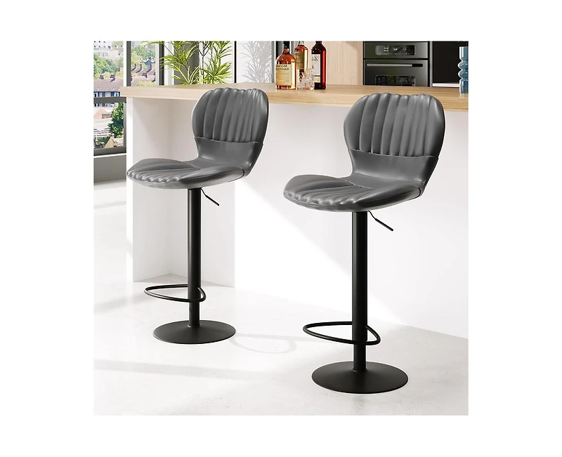 gaomon Bar Stools Set of 4, Modern Swivel Bar Chairs, Adjustable Counter Height Bar Stools with High Backrest, Easy 5 Minute Assembly for Kitchen Isla