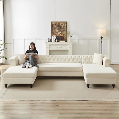 Streamdale Modern Chenille 3-Piece U-Sofa with Chaises