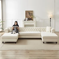Streamdale Modern Chenille 3-Piece U-Sofa with Chaises