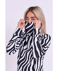 Oosc Women's High Neck Baselayer Top - Hotel California Zebra Print