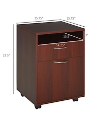 Aosom Business Mobile Storage Cabinet Organizer with Drawer and Cabinet, Printer Stand with Castors, Brown