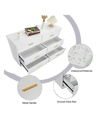 gaomon 6-Drawer Dresser, Retro Chest Of Drawers With Metal Handle, Modern Double Dresser- Large Storage Cabinet For Bedroom