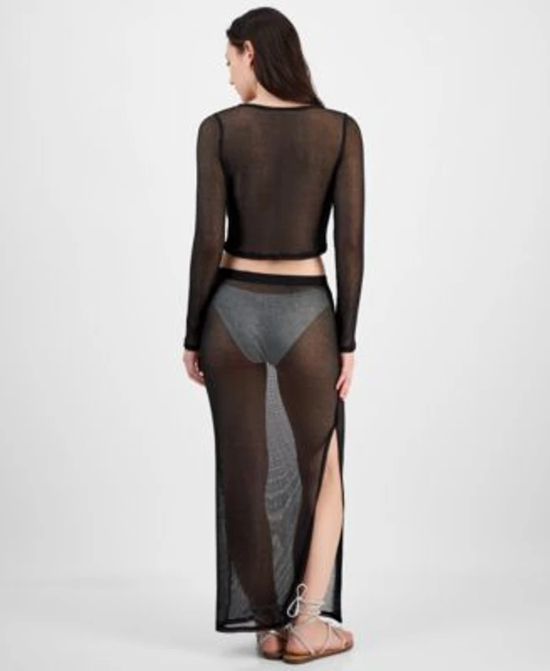 Miken Juniors Metallic Mesh Cover Up Top Metallic Mesh Skirt Cover Up Exclusively At Macys